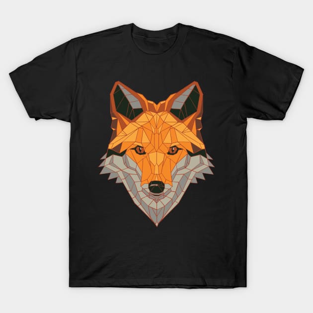 Polygonal fox geometric shape gift idea T-Shirt by Watersolution